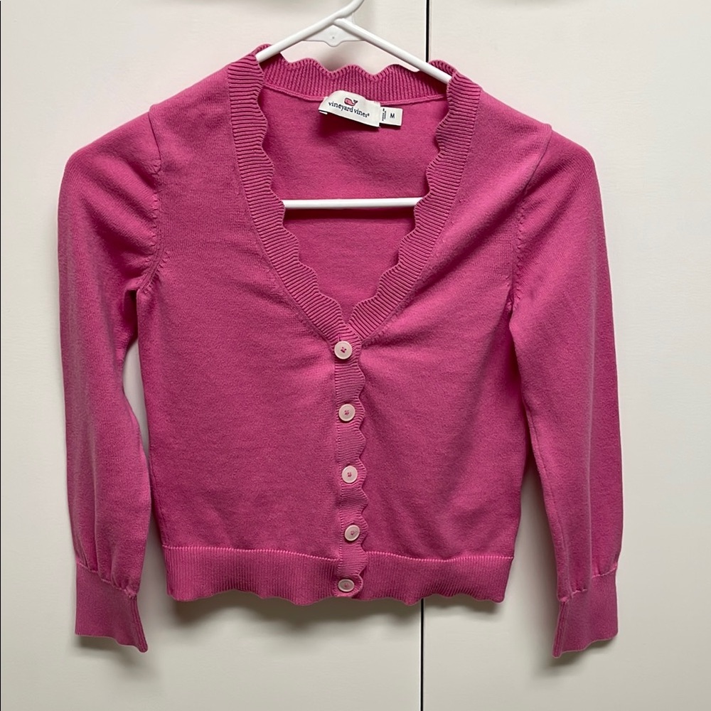 Vineyard Vines Girls Scallop button cardigan Pink Size Medium